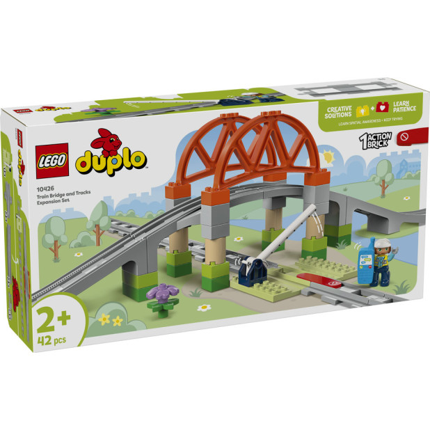 Spielset mit Bahnstrecke: Eisenbahnbrücke und Schienen